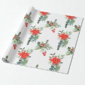 美しいクリスマスフローラルパターンラッピング紙 ラッピングペーパー (アンロールド)