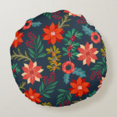 美しいクリスマスフローラ丸い枕 ラウンドクッション (裏面)