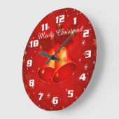 美しいクリスマスベルメリークリスマスレッド ラージ壁時計 (傾斜)