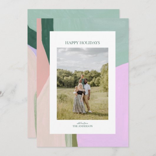 美しいクリスマスホリデーフォトグリーティングカード シーズンカード (正面/裏面)