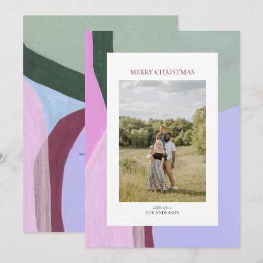 美しいクリスマスホリデーフォトグリーティングカード シーズンカード (正面/裏面)