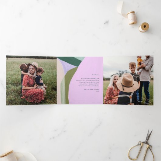 美しいクリスマスホリデーフォトグリーティングカード 三つ折りクリスマスカード (内部)