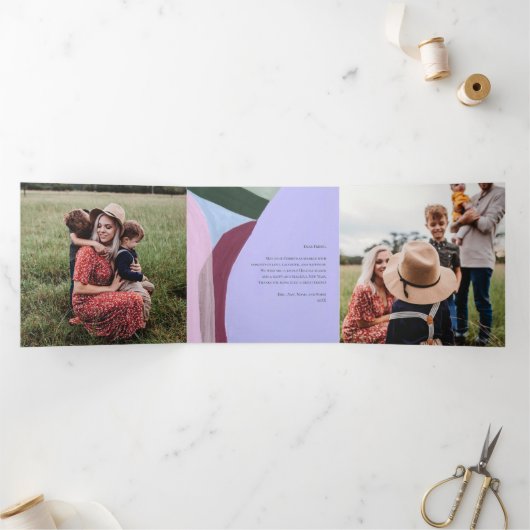 美しいクリスマスホリデーフォトグリーティングカード 三つ折りクリスマスカード (内部)