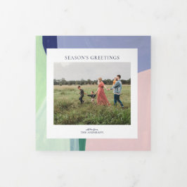 美しいクリスマスホリデーフォトグリーティングカード 三つ折りクリスマスカード