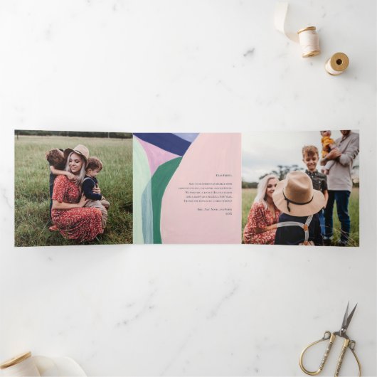 美しいクリスマスホリデーフォトグリーティングカード 三つ折りクリスマスカード (内部)