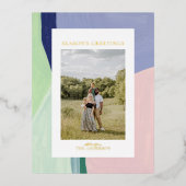 美しいクリスマスホリデーフォトフォイルのグリーティングカード 箔シーズンポストカード (正面)