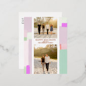 美しいクリスマスホリデーフォトフォイルのグリーティングカード 箔シーズンポストカード (正面/裏面)