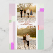 美しいクリスマスホリデーフォトフォイルのグリーティングカード 箔シーズンポストカード (正面)