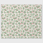 美しいクリスマスホリーベリー ラッピングペーパー (フラット)