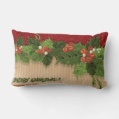 美しいクリスマスホリー角枕 ランバークッション (裏面)
