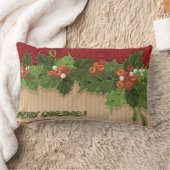 美しいクリスマスホリー角枕 ランバークッション (ブランケット)