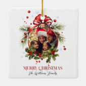 美しいクリスマスボードフレームファミリーホリデー セラミックオーナメント (裏面)