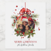 美しいクリスマスボードフレームファミリーホリデー ワインラベル (シングルラベル)