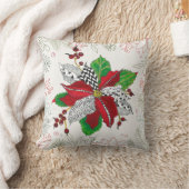 美しいクリスマスポインセチアフローラ装飾用クッション クッション (ブランケット)