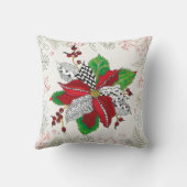 美しいクリスマスポインセチアフローラ装飾用クッション クッション (裏面)