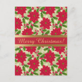 美しいクリスマスポインセチア、ホリー、松の枝 シーズンポストカード (正面)