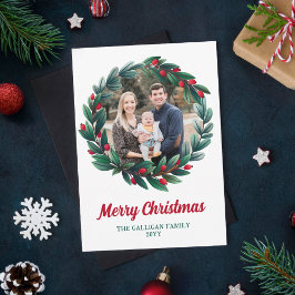 美しいクリスマスリースメリークリスマスフォト シーズンカード