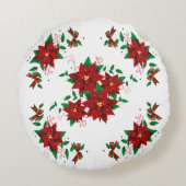 美しいクリスマスレッドフラワーラウンドピロー ラウンドクッション (裏面)