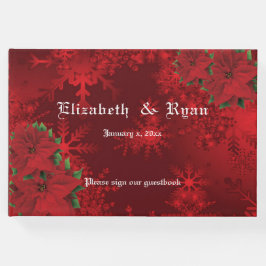 美しいクリスマスレッド、雪片、カスタム ゲストブック