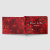 美しいクリスマスレッド、雪片、カスタム ゲストブック (全面)