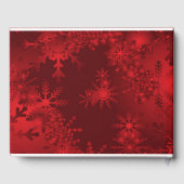 美しいクリスマスレッド、雪片、カスタム ゲストブック (裏面)