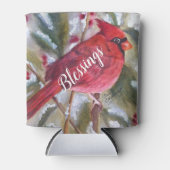 美しいクリスマスレッド(鳥)ショウジョウコウカンチョウバードパーティー 缶クーラー (正面)