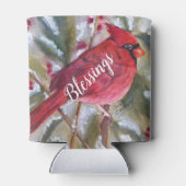 美しいクリスマスレッド(鳥)ショウジョウコウカンチョウバードパーティー 缶クーラー (裏面)