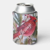 美しいクリスマスレッド(鳥)ショウジョウコウカンチョウバードパーティー 缶クーラー (缶裏面)