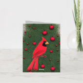 美しいクリスマスレッド（鳥）ショウジョウコウカンチョウ サンキューカード (裏面)