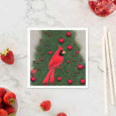 美しいクリスマスレッド（鳥）ショウジョウコウカンチョウ スタンダードカクテルナプキン (インサイチュ)