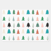 美しいクリスマス模様の木サンタ赤ホワイトグリーン ラッピングペーパーシート (正面)