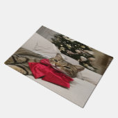 美しいクリスマス猫 ドアマット (アングル)