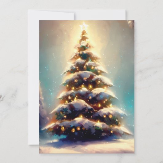 美しいクリスマス絵画の木 シーズンカード (正面)