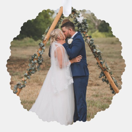 美しいクリスマス花模様結婚の感謝 オーナメントカード (裏面)