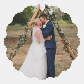 美しいクリスマス花模様1stクリスマス結婚した オーナメントカード (裏面)