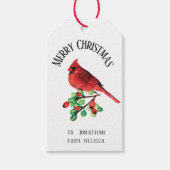 美しいクリスマス(鳥)ショウジョウコウカンチョウパーソナライズされたギフトラベル ギフトタグ (正面)