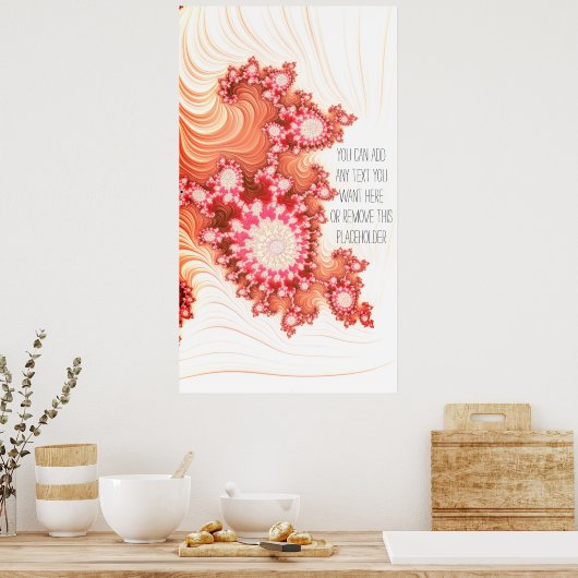 美しいクリーミーなコーラルフラクタルアート引用文を追加 ポスター (キッチン)