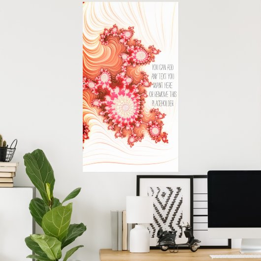 美しいクリーミーなコーラルフラクタルアート引用文を追加 ポスター (ホームオフィス)