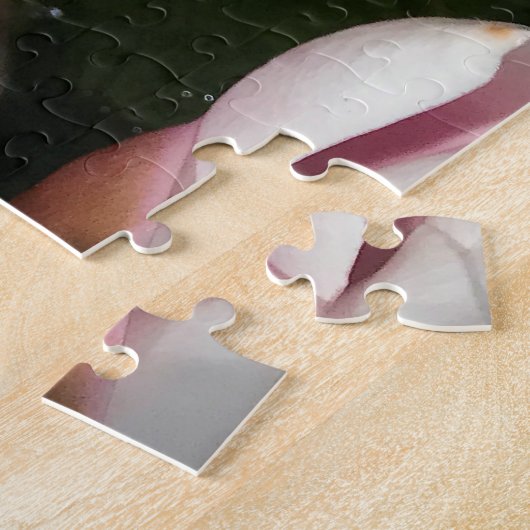 美しいクリーミーなピンクの水のリリー、蓮の花 ジグソーパズル (側面)