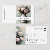 美しいクリームと白いフローラの水彩 名刺 (正面/裏面)