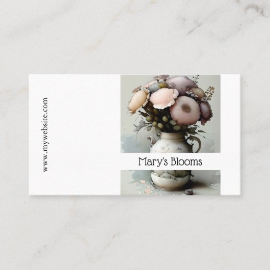 美しいクリームと白いフローラの水彩 名刺 (正面)