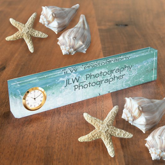 美しいクレスト海波の青と白 デスクネームプレート