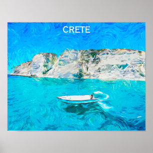 美しいクレタギリシャ海絵画ズ ポスター