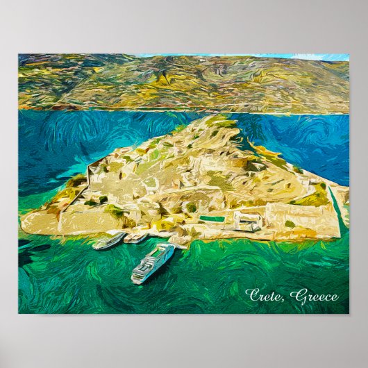 美しいクレタ島ギリシャの風景 オイルペイント ポスター (正面)