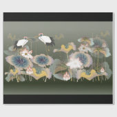 美しいクレーンリリーパッドラッピング紙 ラッピングペーパー (フラット)