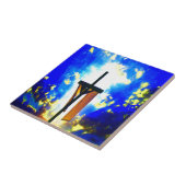 美しいクロスブルーとイエロースカイ タイル (側面)