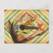 美しいクールなヴィンテージギター音楽ノート ポストカード (正面)