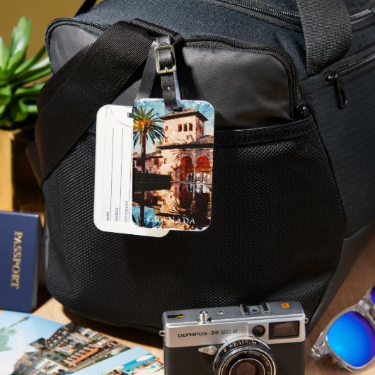 美しいグラナダスペインAlahmbra旅行 ラゲッジタグ (正面&裏面)