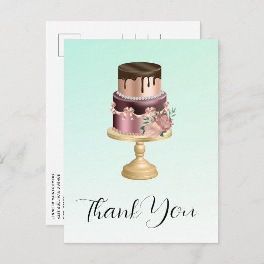 美しいグラムパーティーケーキありがとう ポストカード (正面/裏面)