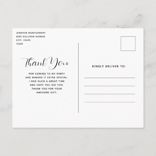 美しいグラムパーティーケーキありがとう ポストカード (裏面)